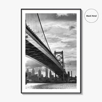 Philadelphia Skyline Black and White Fine Art Photo Print, Ben Franklin Bridge Poster