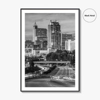 Raleigh Skyline Black and White Fine Art Photo Print, North Carolina Downtown Poster, USA