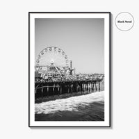 Santa Monica Black and White Fine Art Photo Print, Pier Ferris Wheel Poster