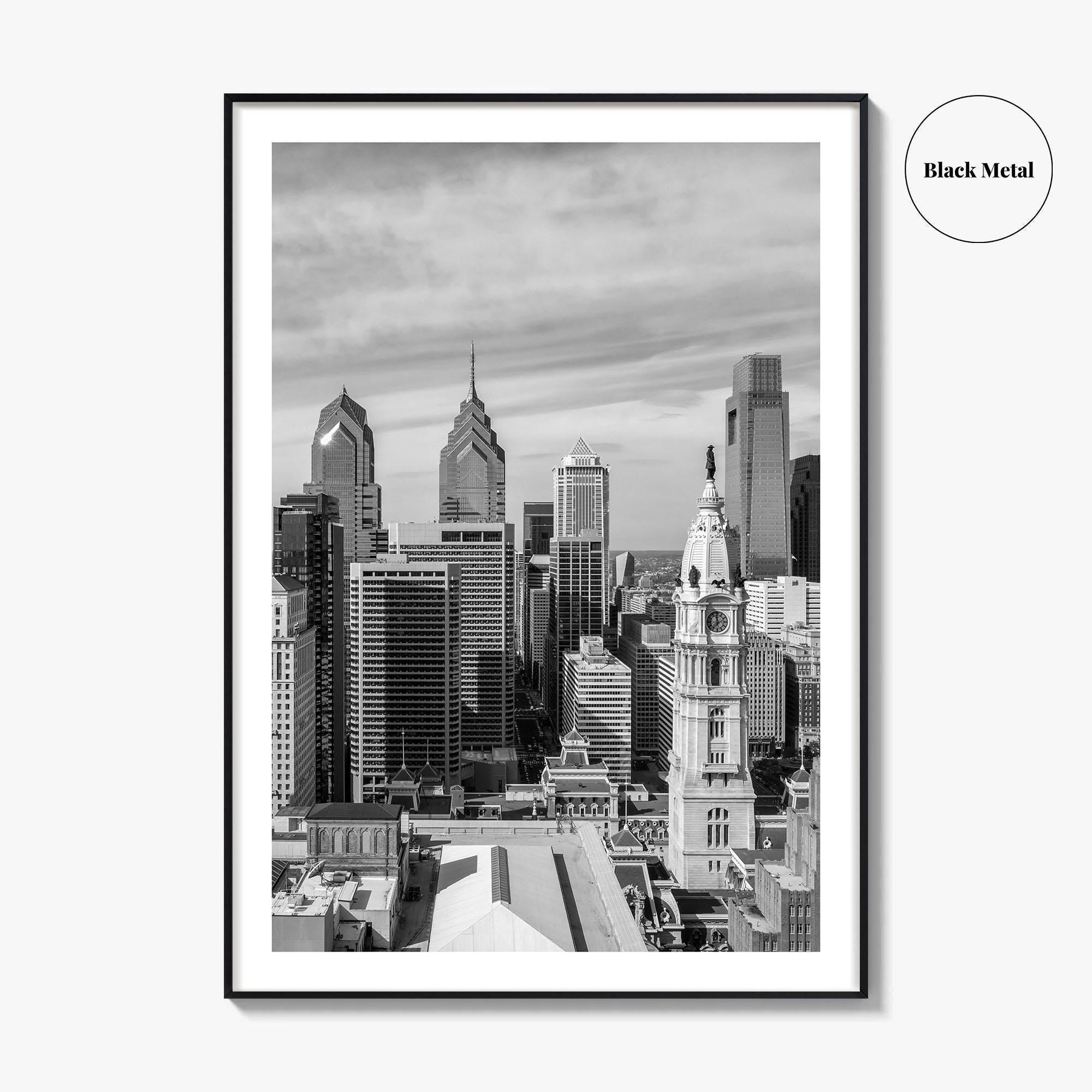 Philadelphia Skyline Black and White Fine Art Photo Print, Downtown Poster, Pennsylvania USA, Philly
