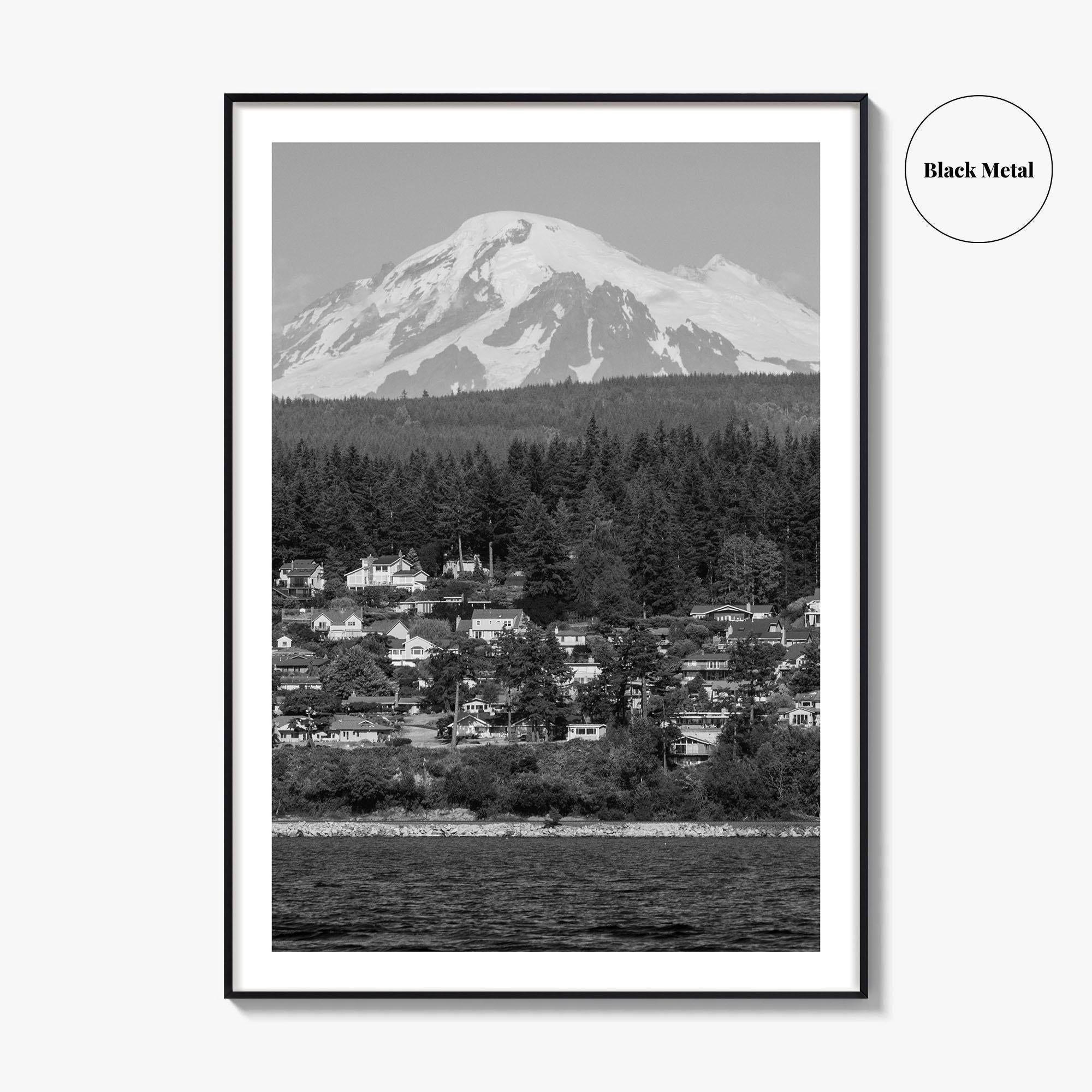 Bellingham Black and White Fine Art Photo Print, Mount Baker Washington Poster