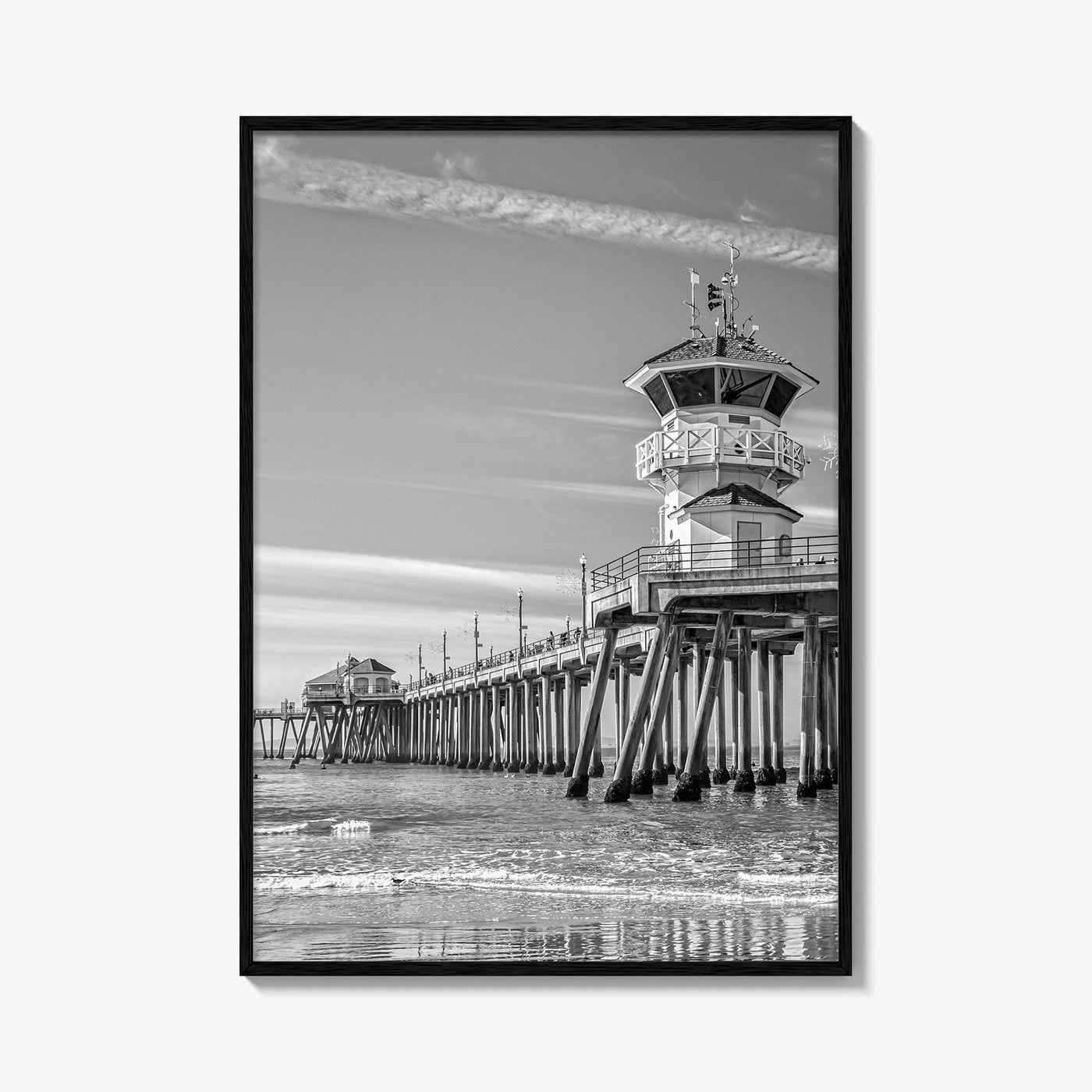 Huntington Beach Black and White Fine Art Photo Print, Orange County Pier California Poster