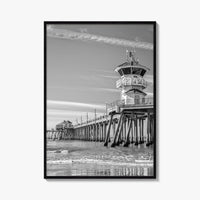 Huntington Beach Black and White Fine Art Photo Print, Orange County Pier California Poster
