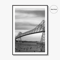 Astoria Oregon Black and White Fine Art Photo Print, Megler Bridge, Columbia River Poster