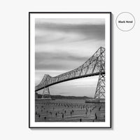 Astoria Oregon Black and White Fine Art Photo Print, Megler Bridge, Columbia River Poster
