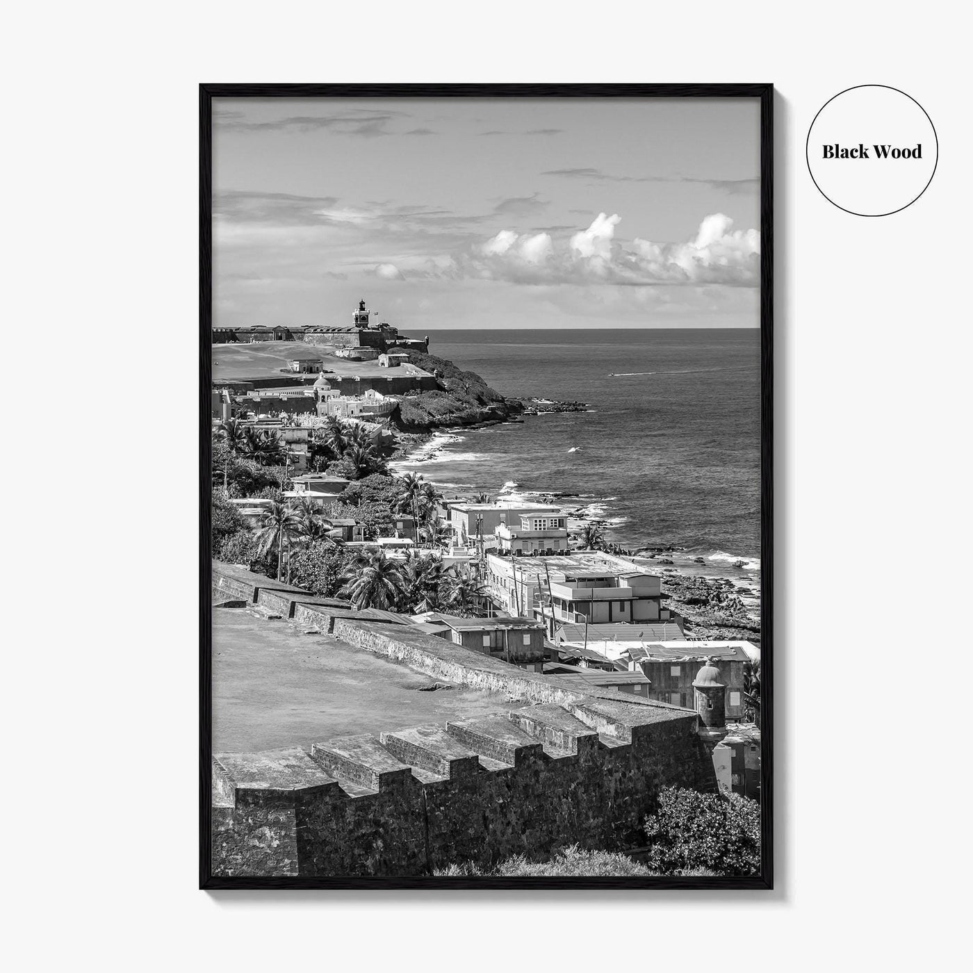 Puerto Rico Black and White Fine Art Photo Print, Old San Juan, El Morro