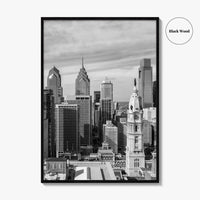 Philadelphia Skyline Black and White Fine Art Photo Print, Downtown Poster, Pennsylvania USA, Philly