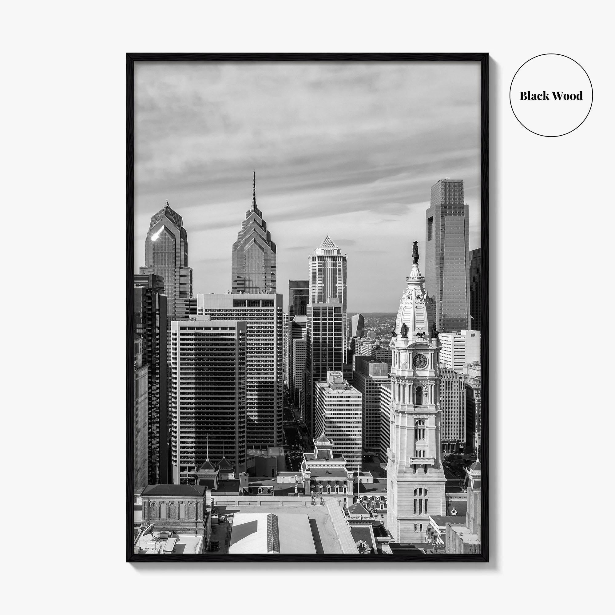 Philadelphia Skyline Black and White Fine Art Photo Print, Downtown Poster, Pennsylvania USA, Philly