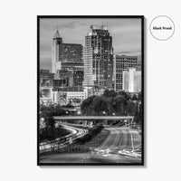 Raleigh Skyline Black and White Fine Art Photo Print, North Carolina Downtown Poster, USA