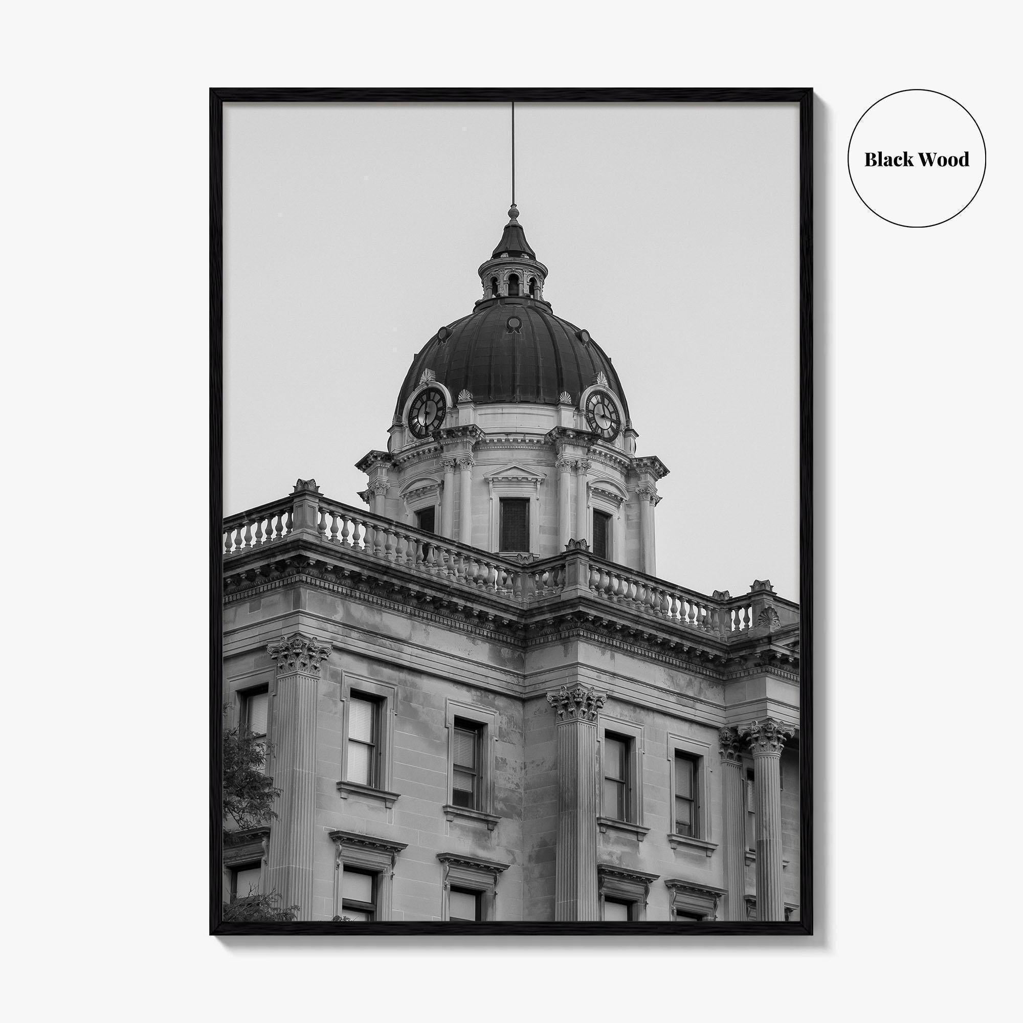 Bloomington Black and White Fine Art Photo Print, Illinois, Wall Decor, McLean County Courthouse