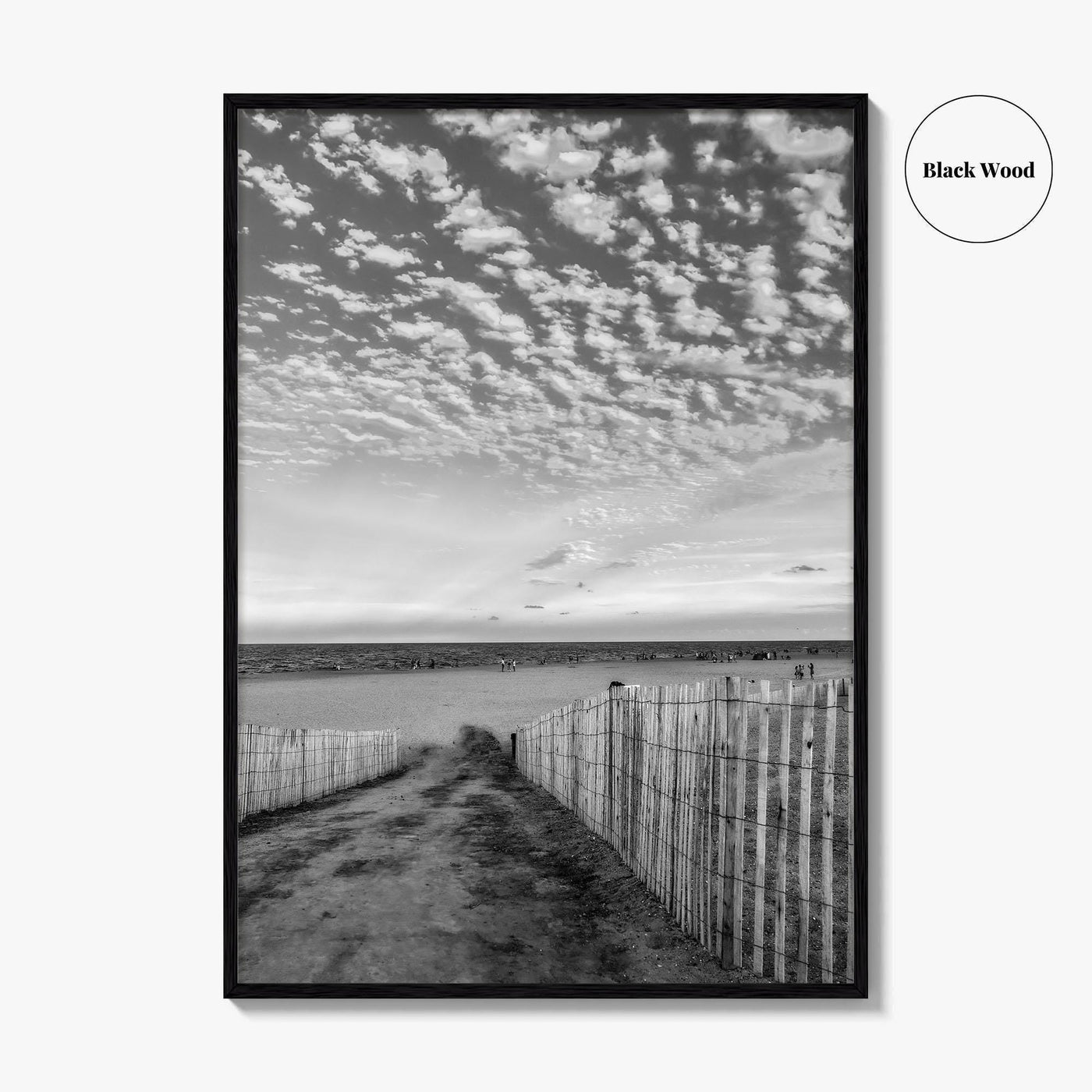 Bethany Beach Black and White Fine Art Photo Print, Delaware Coastal Atlantic Ocean Poster