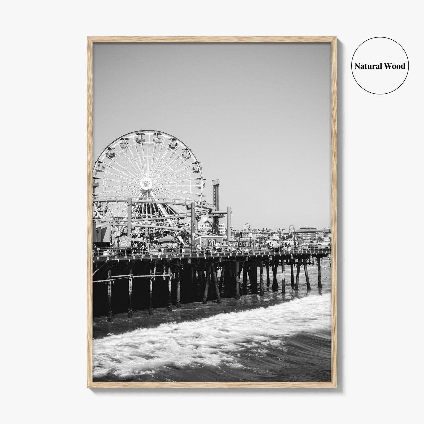 Santa Monica Black and White Fine Art Photo Print, Pier Ferris Wheel Poster