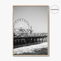 Santa Monica Black and White Fine Art Photo Print, Pier Ferris Wheel Poster