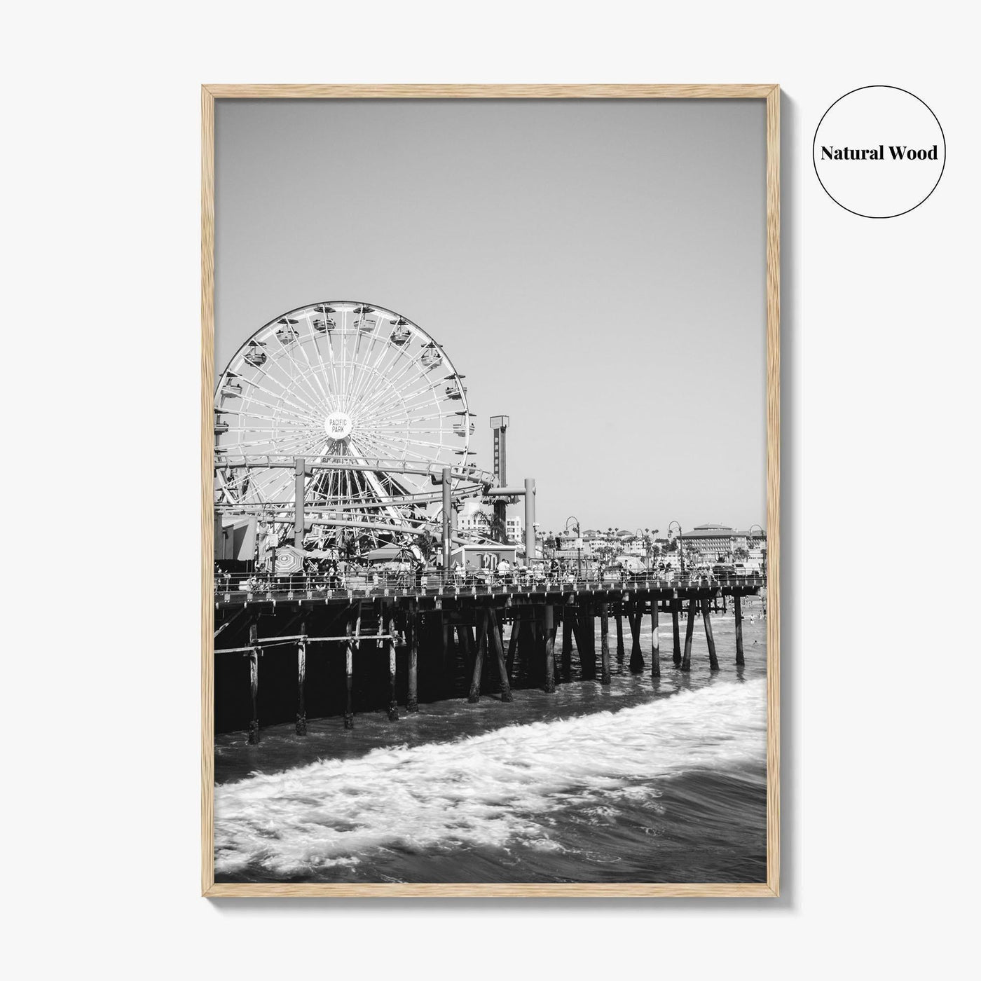 Santa Monica Black and White Fine Art Photo Print, Pier Ferris Wheel Poster