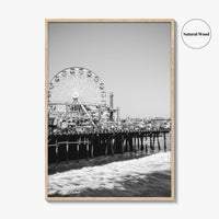 Santa Monica Black and White Fine Art Photo Print, Pier Ferris Wheel Poster