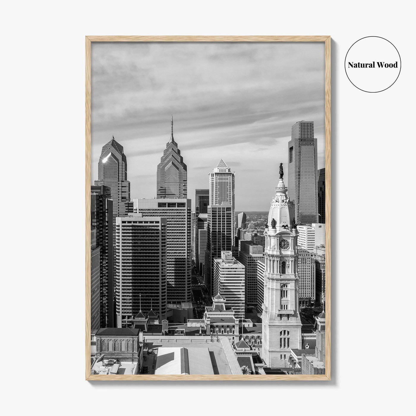 Philadelphia Skyline Black and White Fine Art Photo Print, Downtown Poster, Pennsylvania USA, Philly