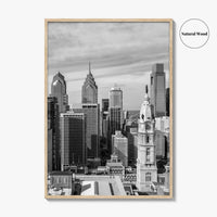 Philadelphia Skyline Black and White Fine Art Photo Print, Downtown Poster, Pennsylvania USA, Philly