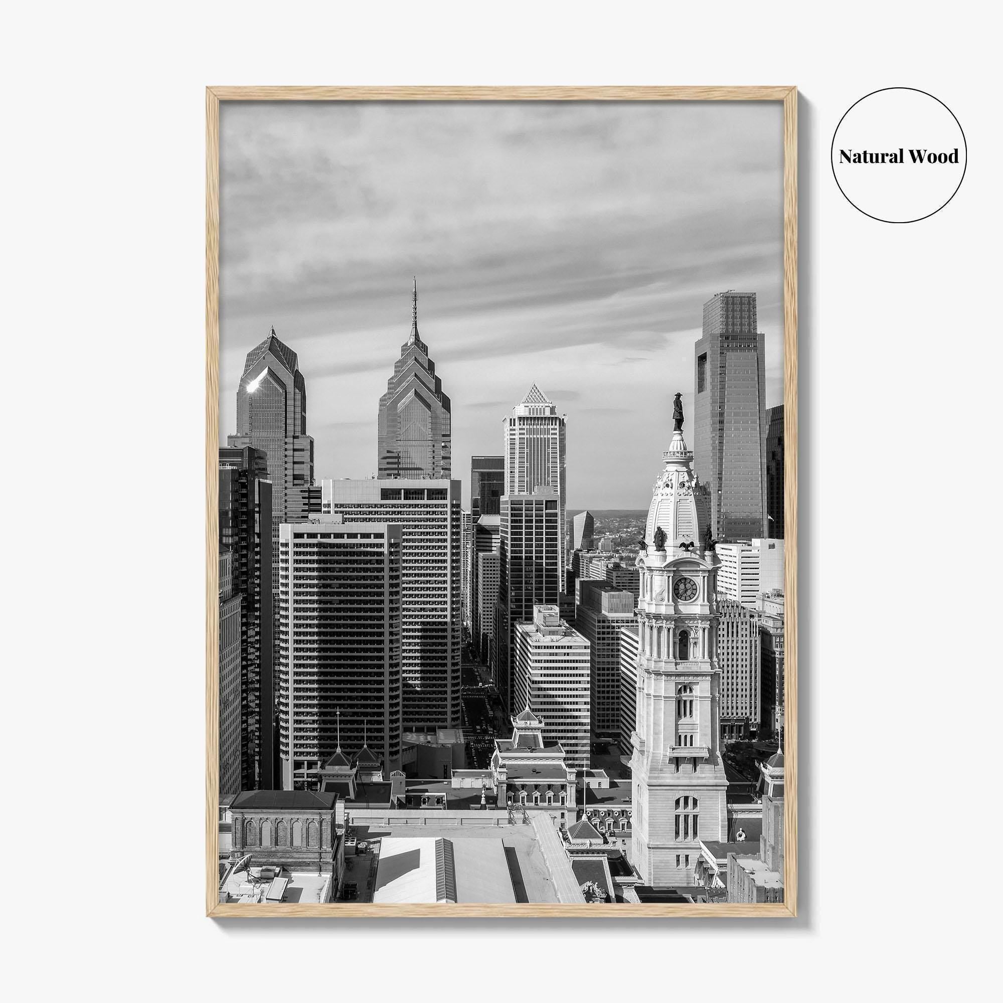 Philadelphia Skyline Black and White Fine Art Photo Print, Downtown Poster, Pennsylvania USA, Philly