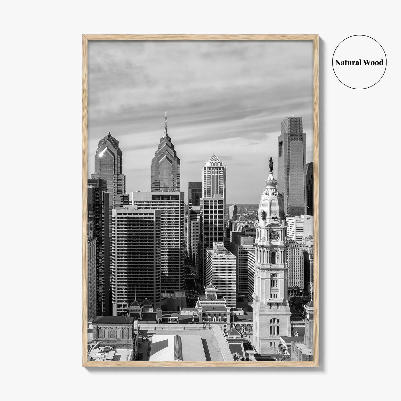 Philadelphia Skyline Black and White Fine Art Photo Print, Downtown Poster, Pennsylvania USA, Philly