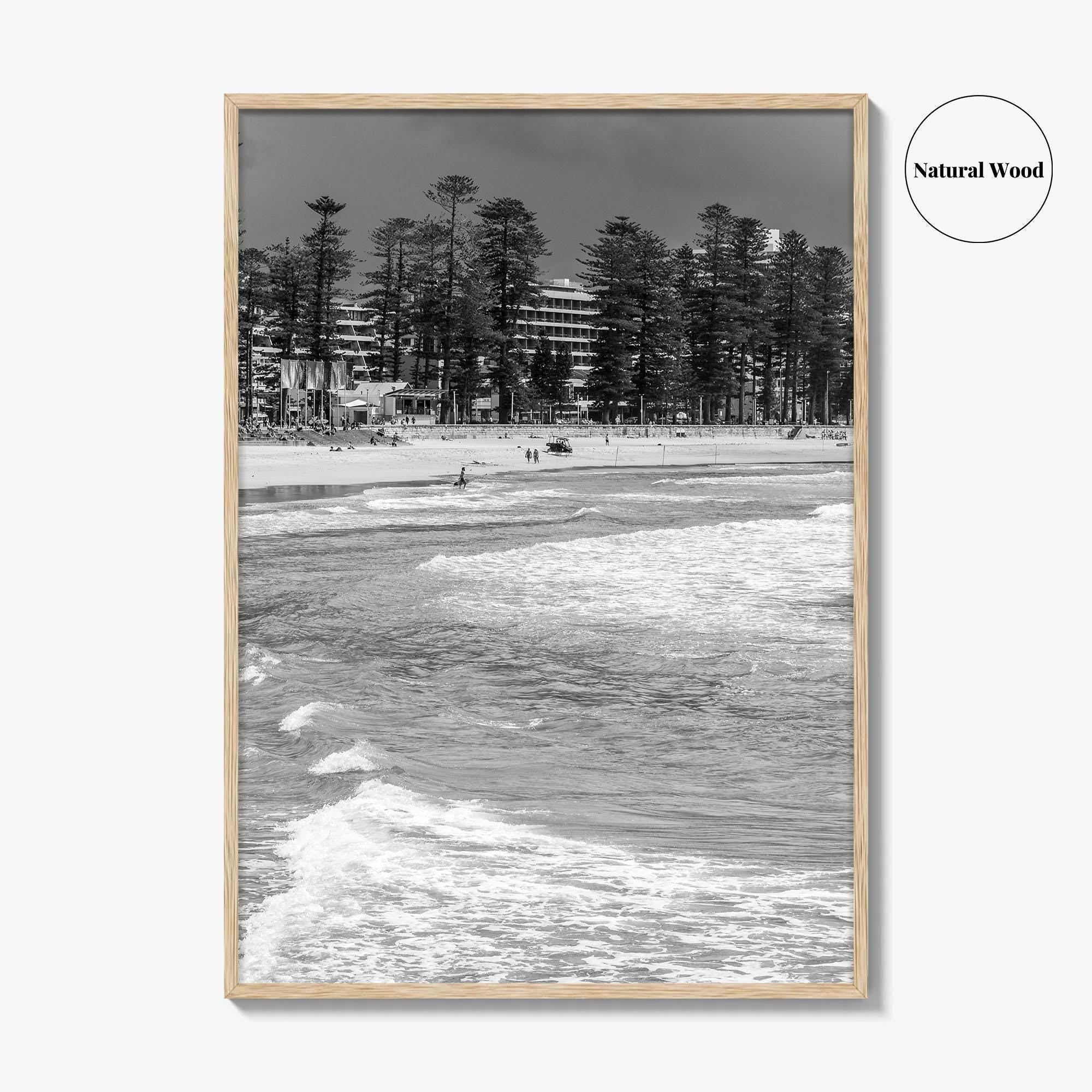 Manly Beach Black and White Fine Art Photo Print, Sydney, Australia, Wall Poster