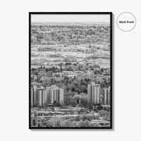 Boulder Black and White Fine Art Photo Print, Colorado Aerial View Poster, USA