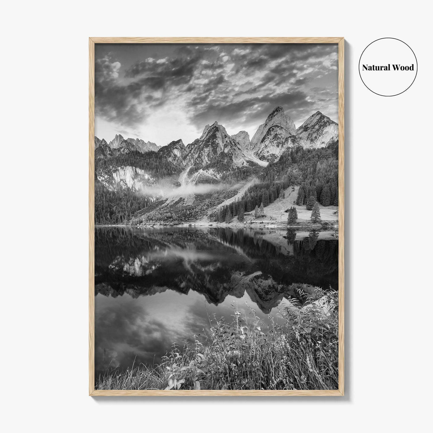 Vorderer Gosausee Black and White Fine Art Photo Print, Austrian Alps Poster