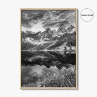 Vorderer Gosausee Black and White Fine Art Photo Print, Austrian Alps Poster