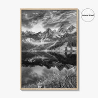 Vorderer Gosausee Black and White Fine Art Photo Print, Austrian Alps Poster