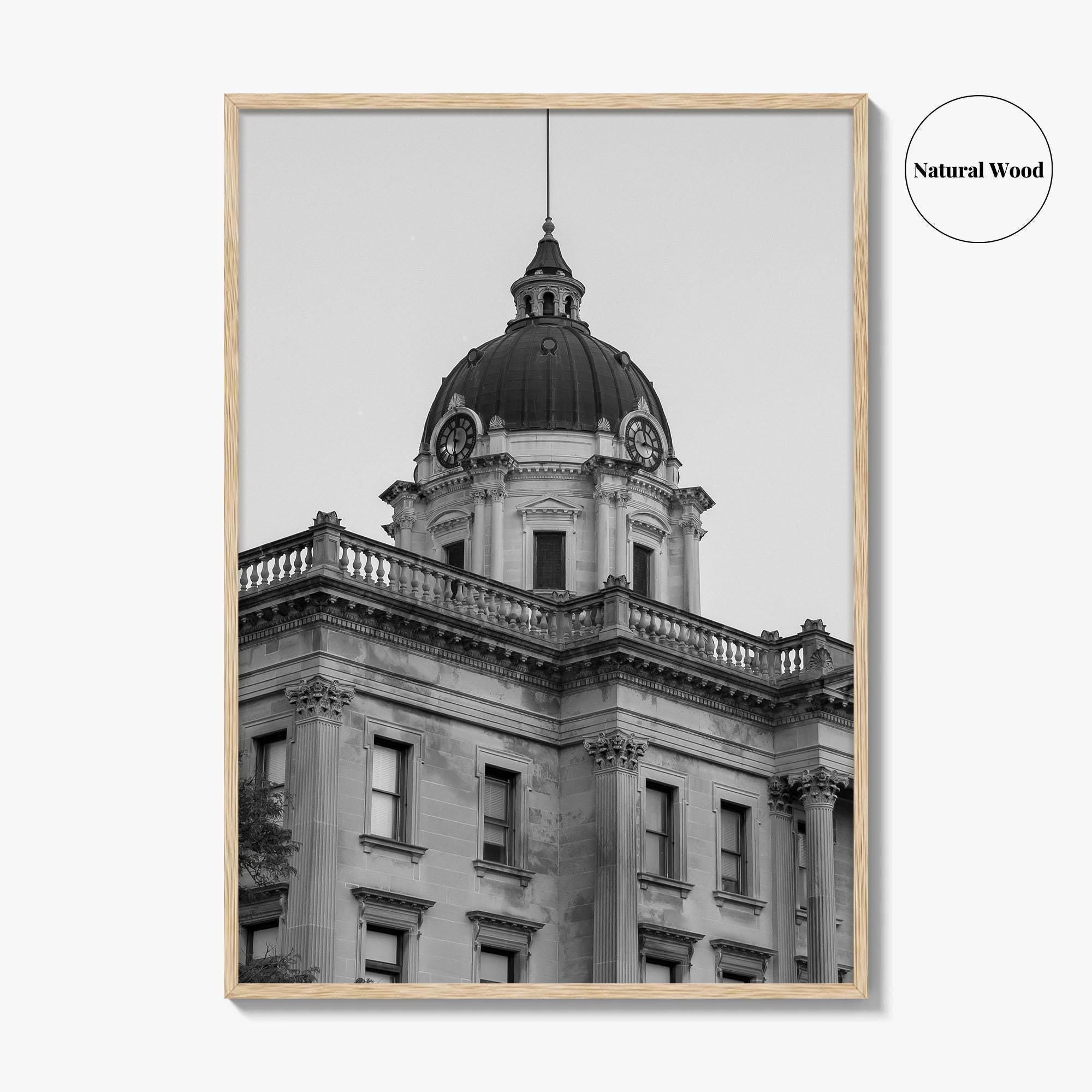 Bloomington Black and White Fine Art Photo Print, Illinois, Wall Decor, McLean County Courthouse