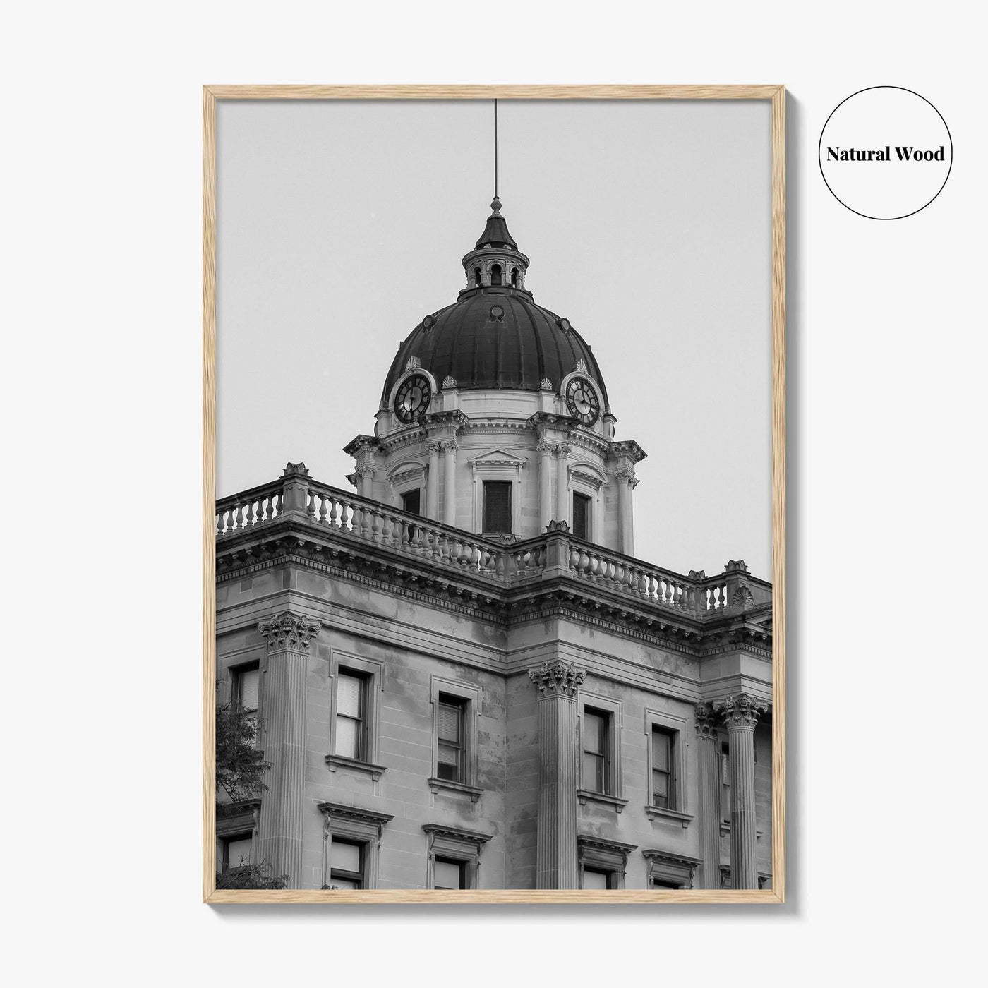 Bloomington Black and White Fine Art Photo Print, Illinois, Wall Decor, McLean County Courthouse