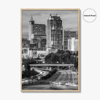 Raleigh Skyline Black and White Fine Art Photo Print, North Carolina Downtown Poster, USA