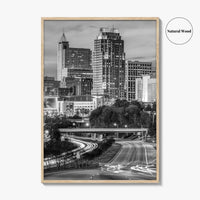 Raleigh Skyline Black and White Fine Art Photo Print, North Carolina Downtown Poster, USA