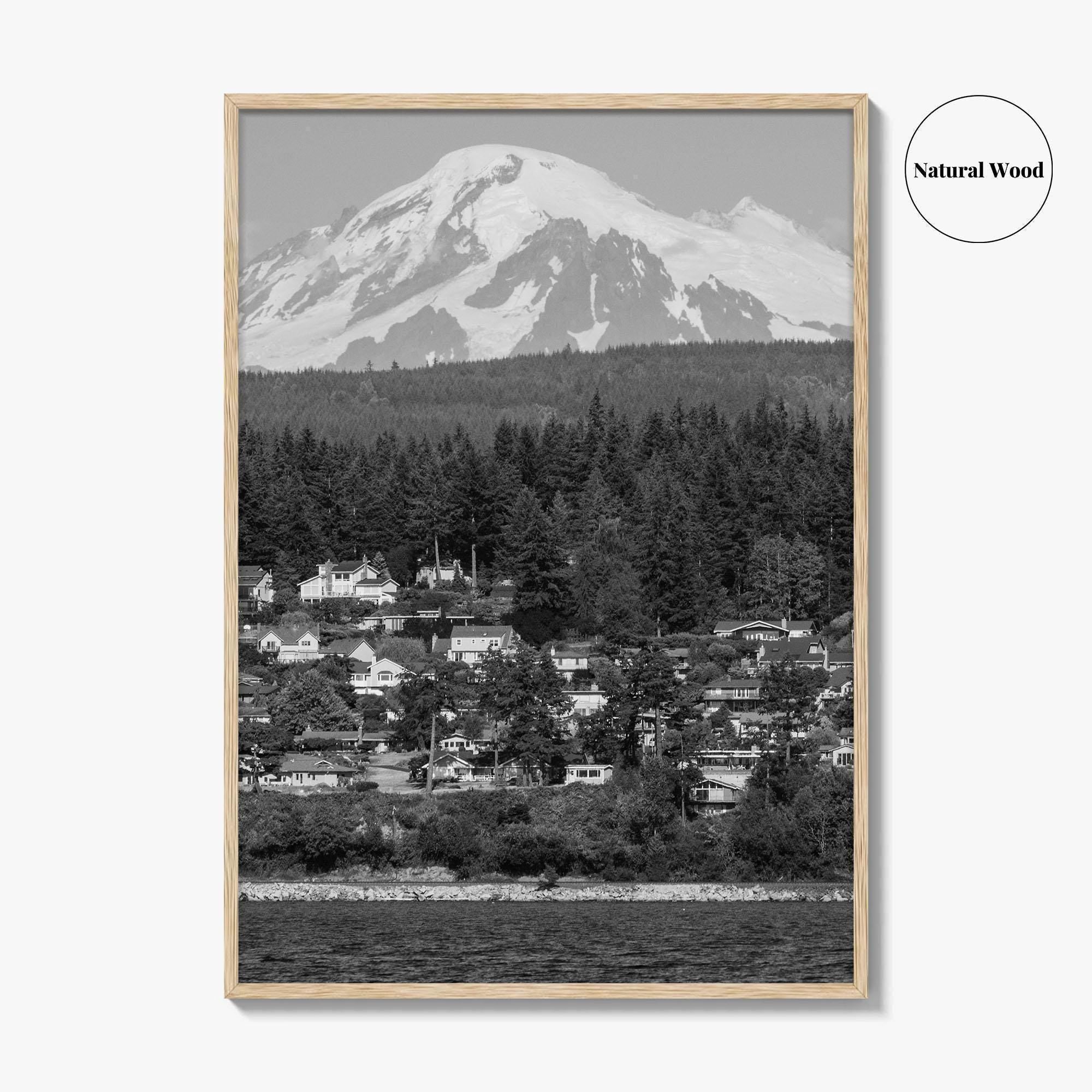 Bellingham Black and White Fine Art Photo Print, Mount Baker Washington Poster