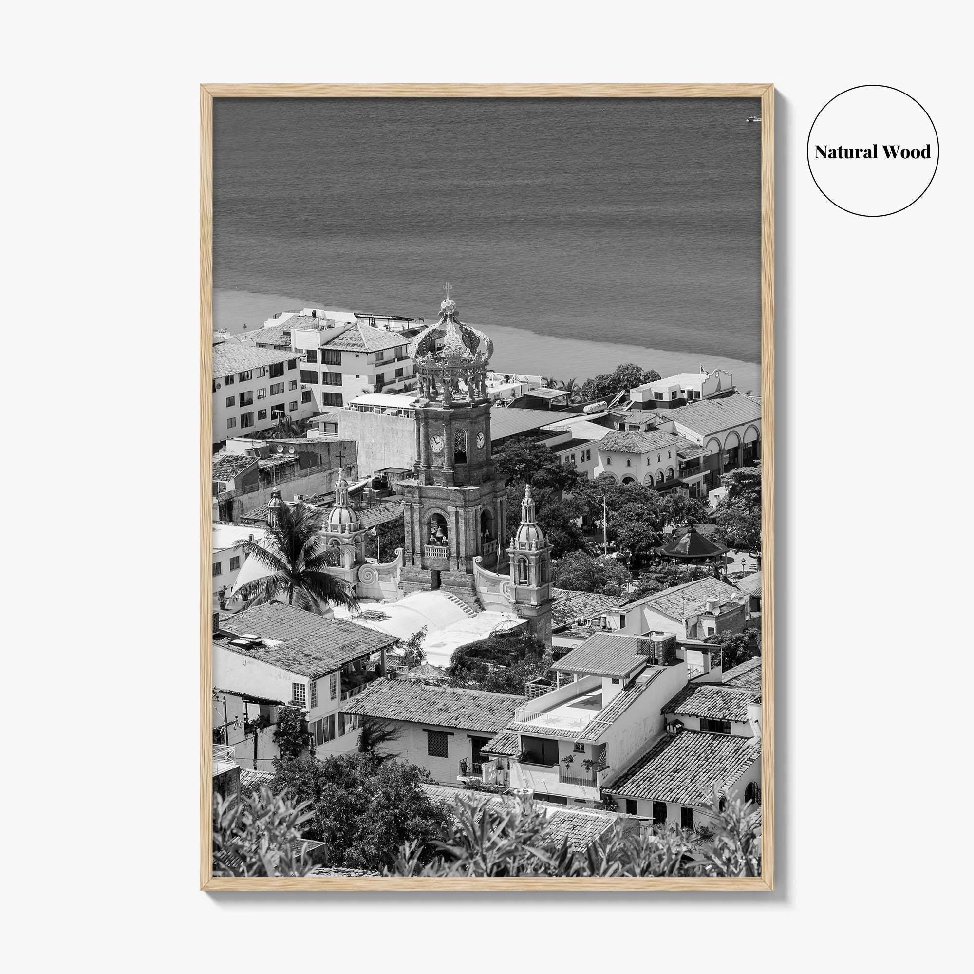 Puerto Vallarta Skyline Black and White Fine Art Photo Print, Jalisco Mexico Poster