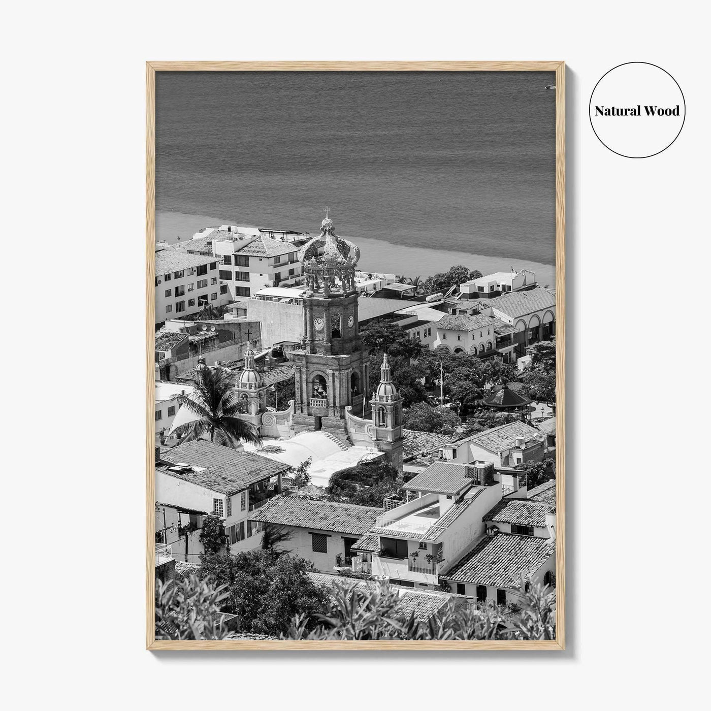 Puerto Vallarta Skyline Black and White Fine Art Photo Print, Jalisco Mexico Poster