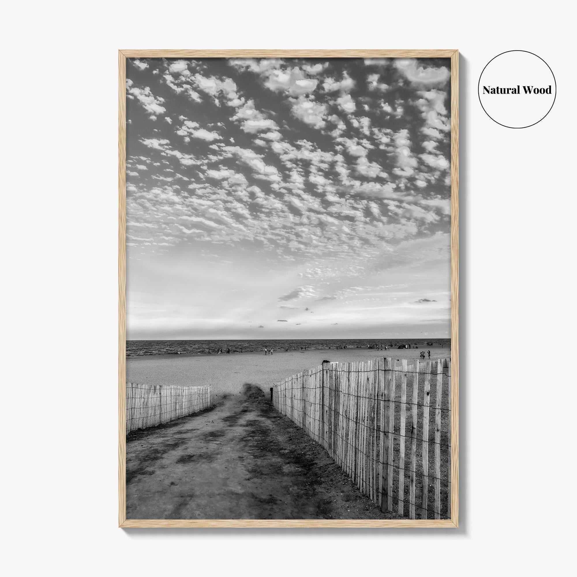 Bethany Beach Black and White Fine Art Photo Print, Delaware Coastal Atlantic Ocean Poster