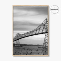 Astoria Oregon Black and White Fine Art Photo Print, Megler Bridge, Columbia River Poster