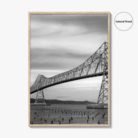 Astoria Oregon Black and White Fine Art Photo Print, Megler Bridge, Columbia River Poster