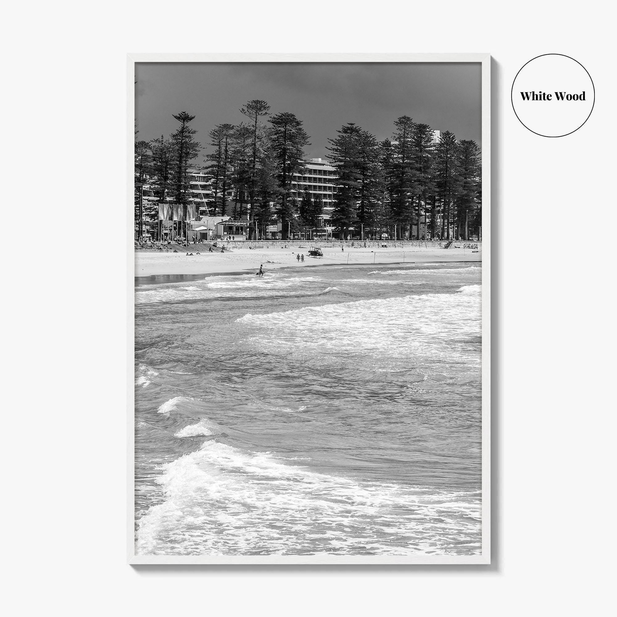 Manly Beach Black and White Fine Art Photo Print, Sydney, Australia, Wall Poster
