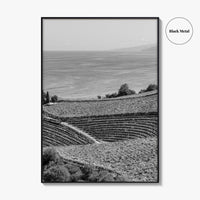 Getaria Black and White Fine Art Photo Print, Basque Country Spain, Vineyard Wall Art