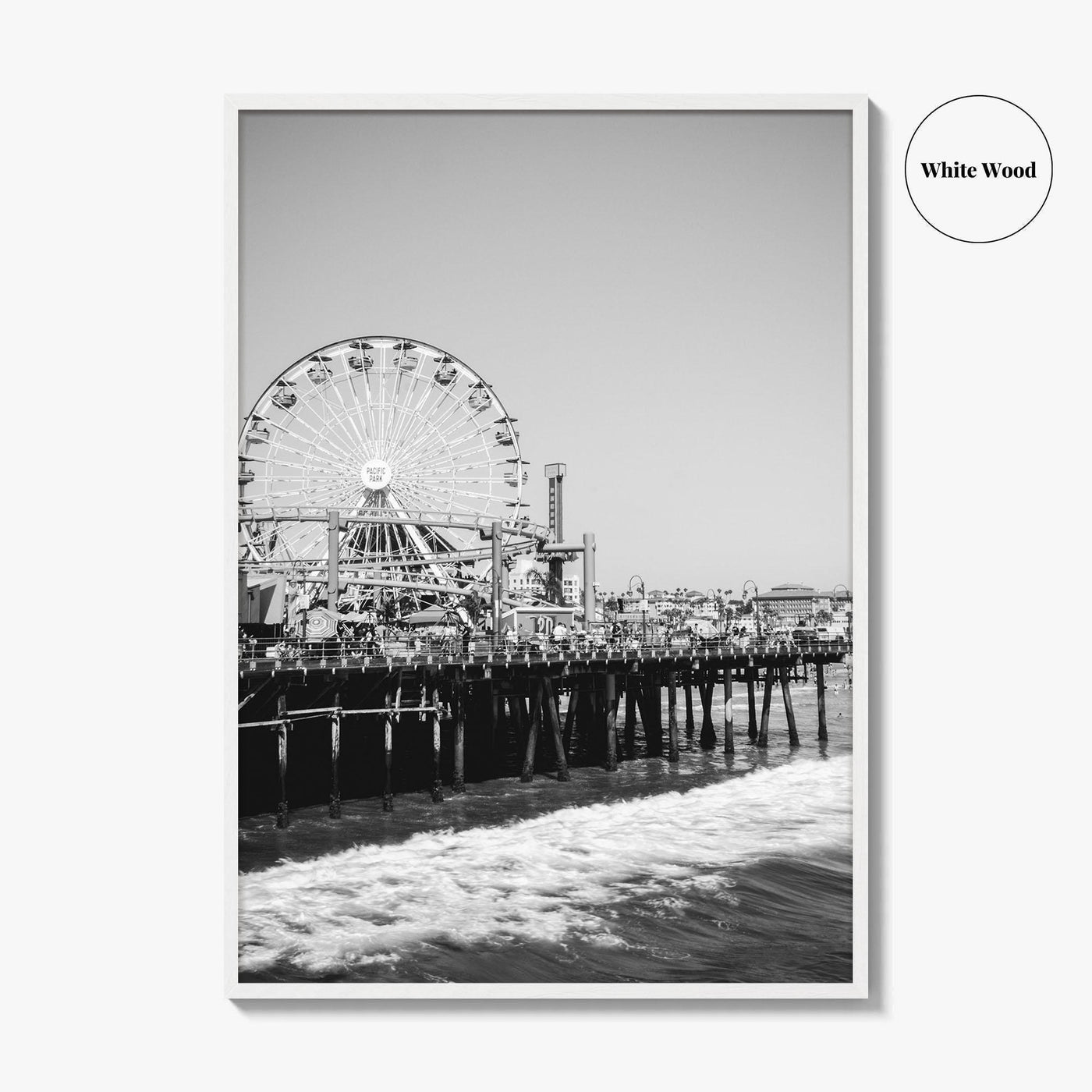Santa Monica Black and White Fine Art Photo Print, Pier Ferris Wheel Poster