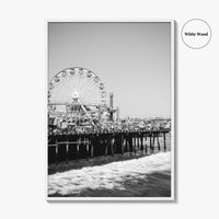 Santa Monica Black and White Fine Art Photo Print, Pier Ferris Wheel Poster