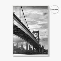 Philadelphia Skyline Black and White Fine Art Photo Print, Ben Franklin Bridge Poster