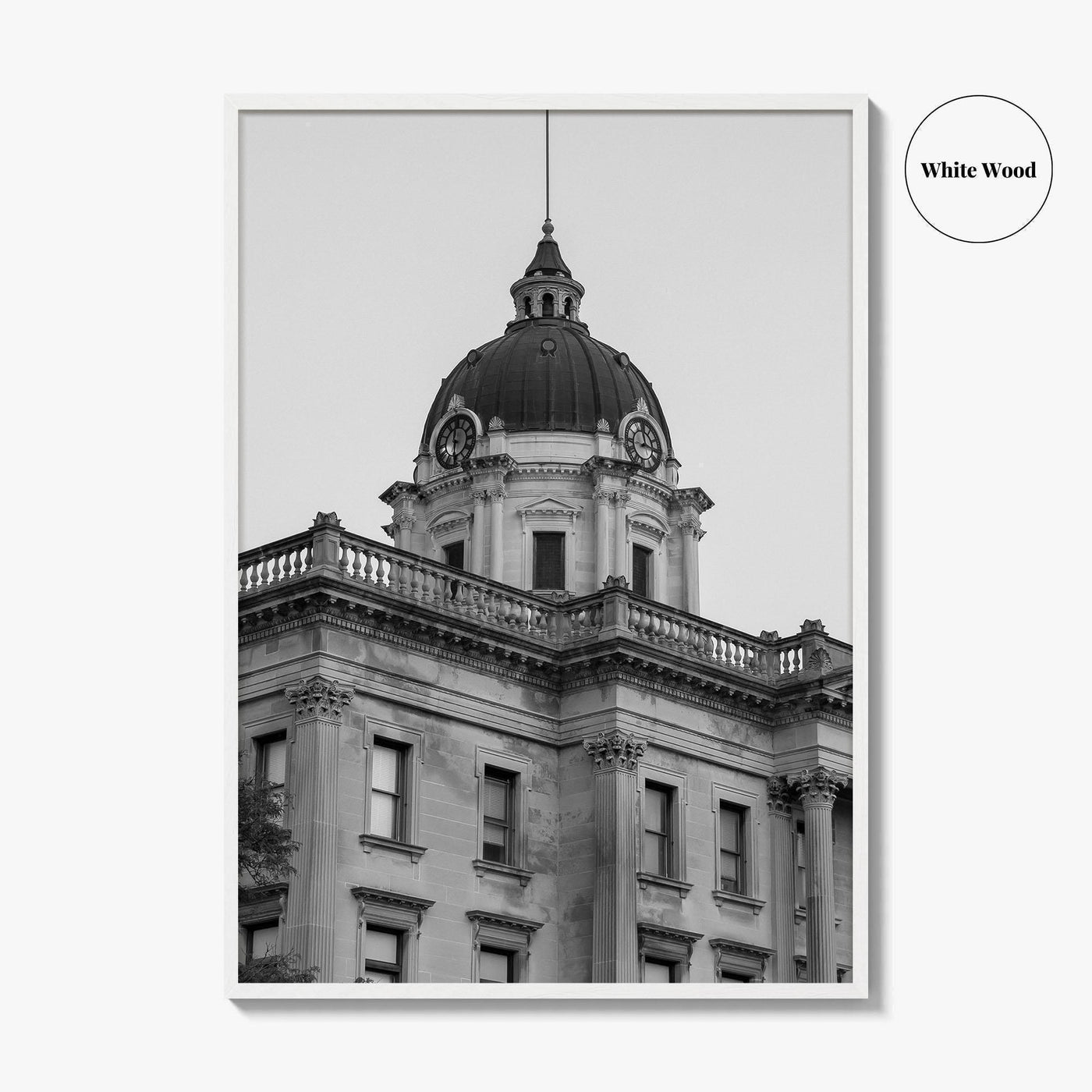 Bloomington Black and White Fine Art Photo Print, Illinois, Wall Decor, McLean County Courthouse