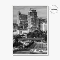 Raleigh Skyline Black and White Fine Art Photo Print, North Carolina Downtown Poster, USA