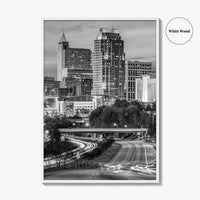 Raleigh Skyline Black and White Fine Art Photo Print, North Carolina Downtown Poster, USA