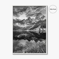 Vorderer Gosausee Black and White Fine Art Photo Print, Austrian Alps Poster