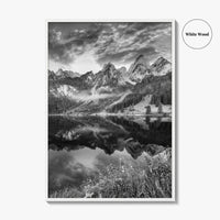 Vorderer Gosausee Black and White Fine Art Photo Print, Austrian Alps Poster