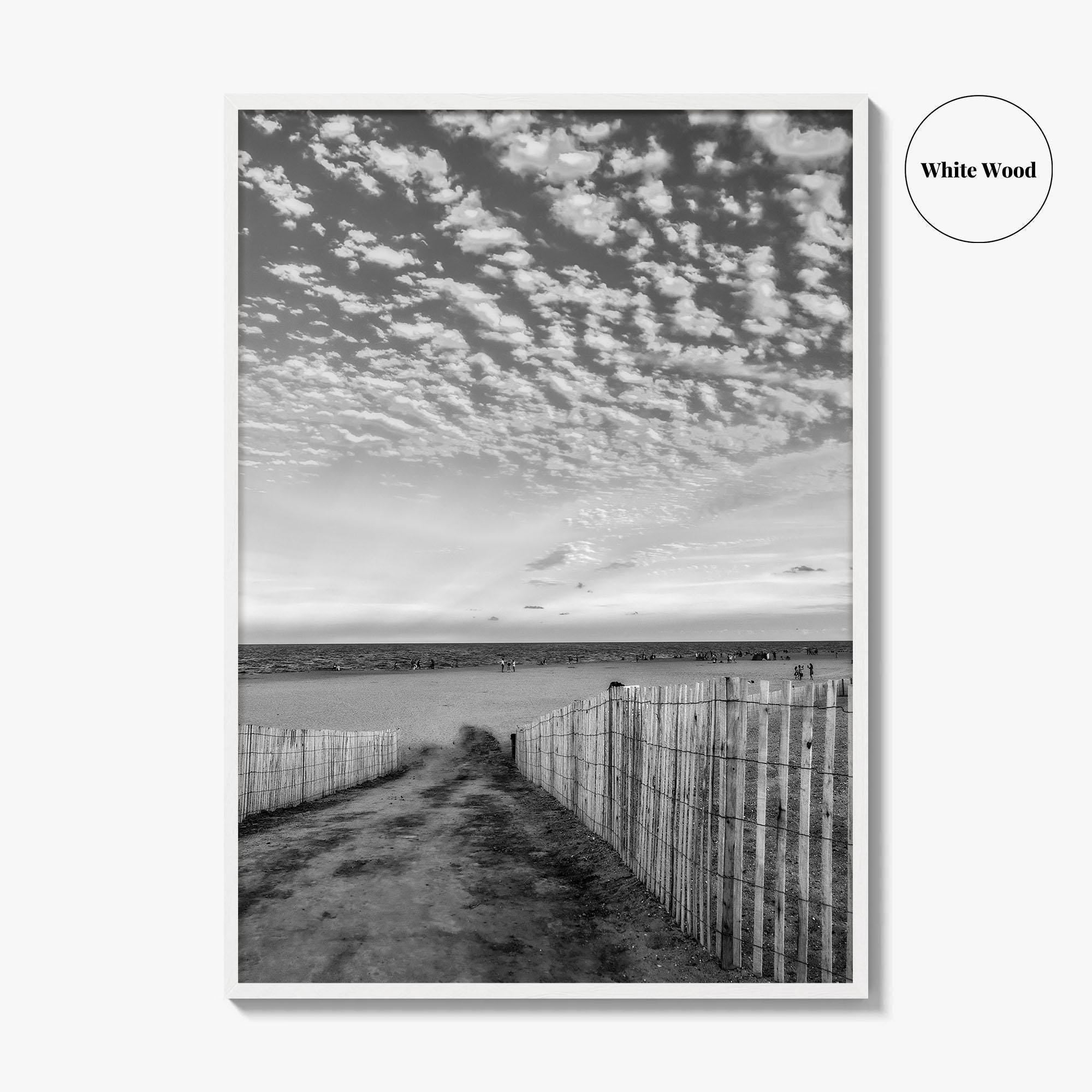 Bethany Beach Black and White Fine Art Photo Print, Delaware Coastal Atlantic Ocean Poster