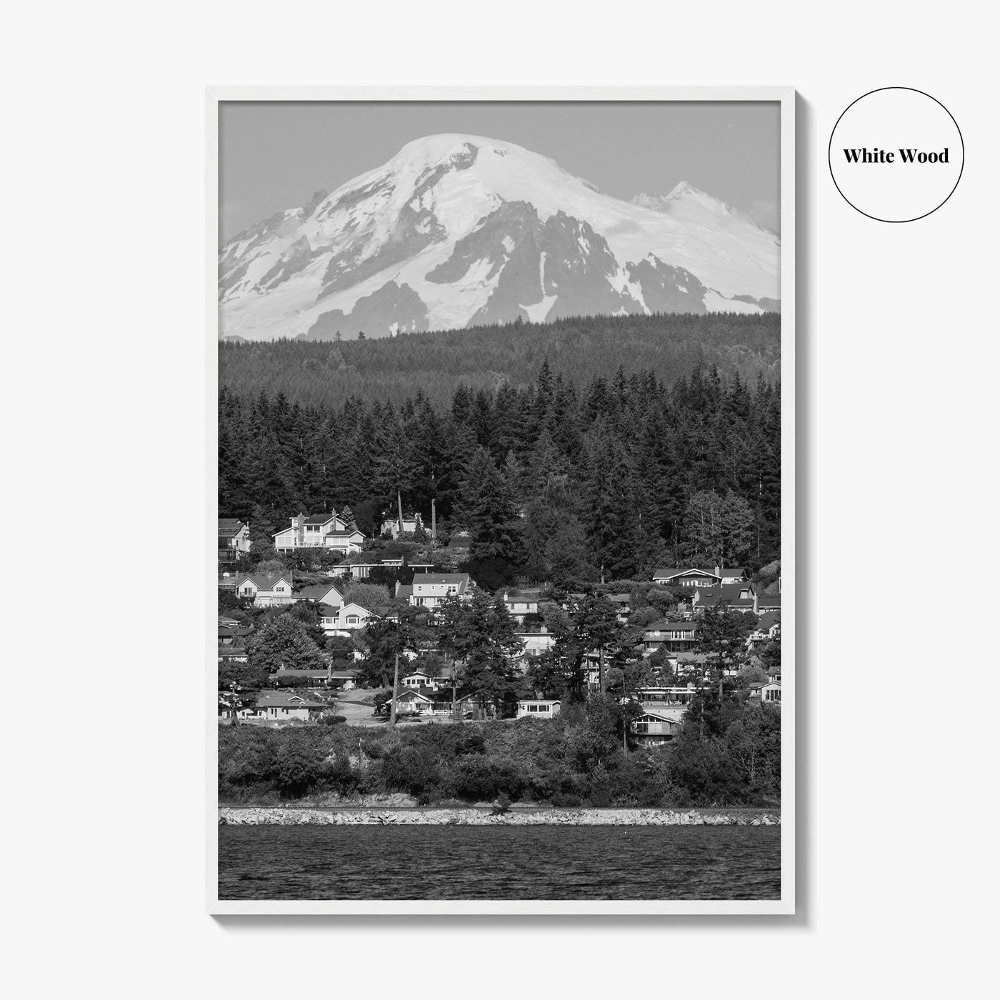 Bellingham Black and White Fine Art Photo Print, Mount Baker Washington Poster